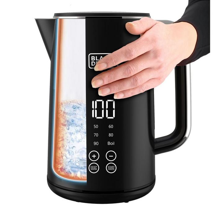 Black+Decker 1.7L Digital Electric Jug Kettle Double Wall Stainless Steel Body 2200W Black