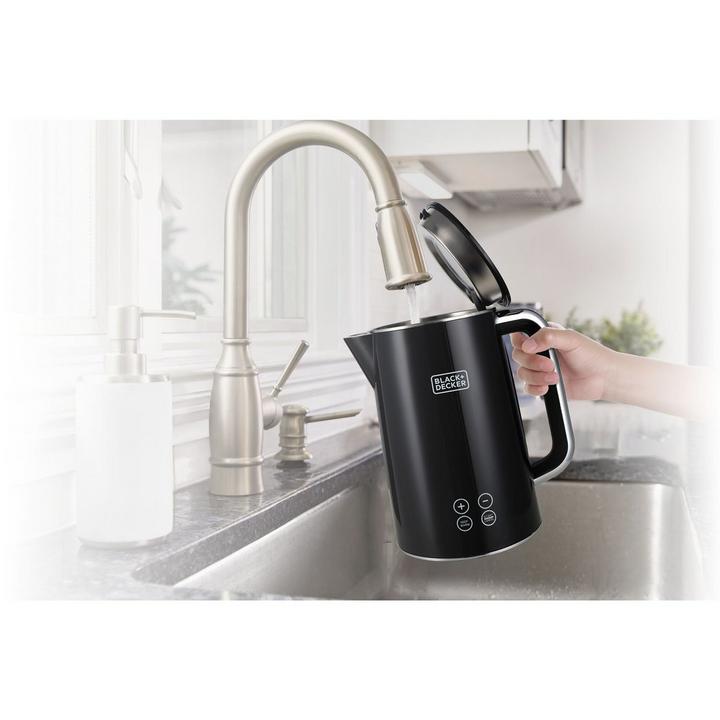 Black+Decker 1.7L Digital Electric Jug Kettle Double Wall Stainless Steel Body 2200W Black
