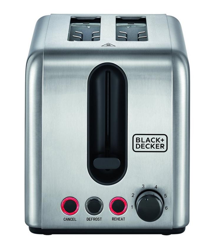 Black+Decker 2s Slice Toaster Stainless Steel Body 1050W Stainless