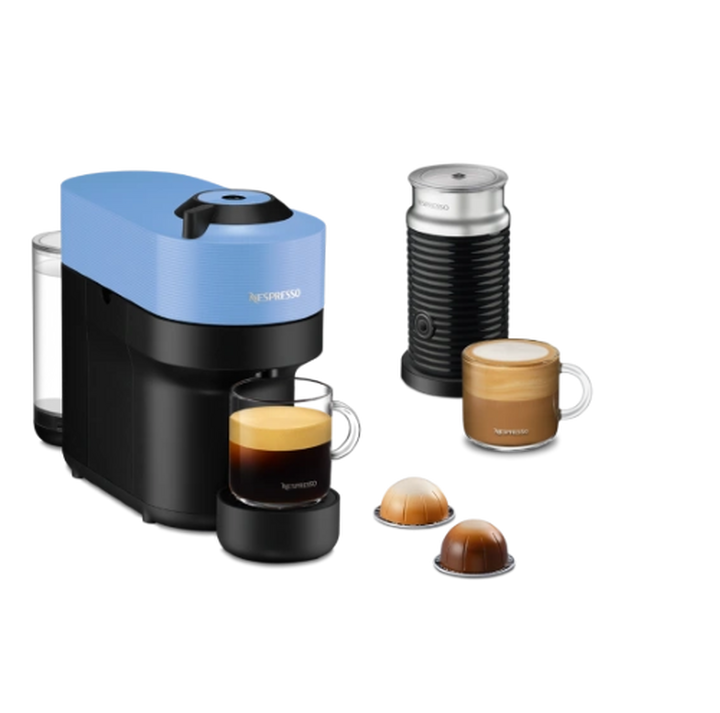 Nespresso Vertuo Pop Coffee Machine, 19 Bar, 0.55L + Nomad Travel Mug Touch + 3 Coffee Sleeve