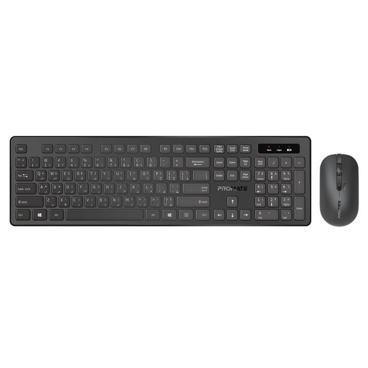Promate PROCOMBO-13 Wireless Full Size Keyboard & Mouse Combo Pack 2.4GHz Black