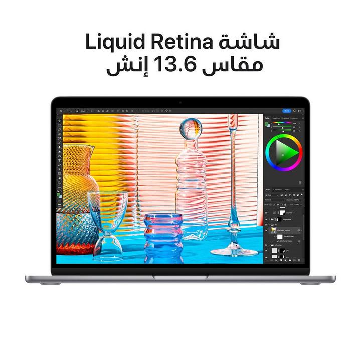 أبل ماك بوك أير، إم 2، 16 جيجا، 256 جيجا، 13.6 بوصة، 8 نوى جي بي يو، رمادي فلكي