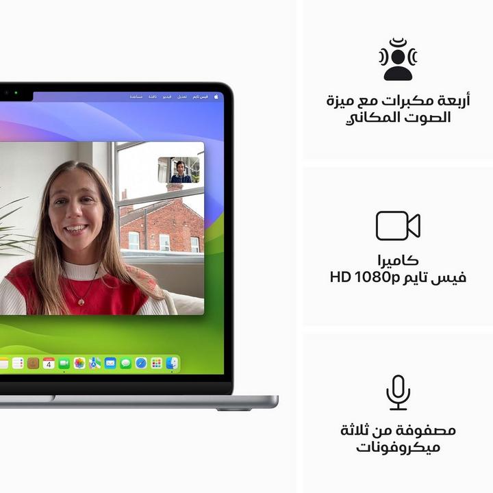 أبل ماك بوك أير، إم 3، 24 جيجا، 512 جيجا، 13.6 بوصة، 10 نوى جي بي يو، رمادي فلكي