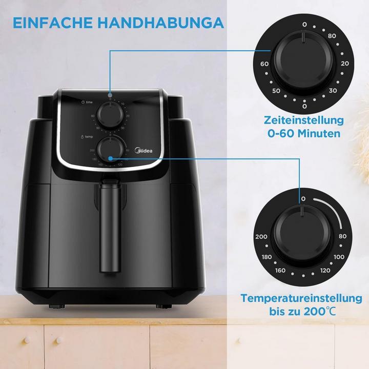 Midea INNERCHEF SERIES 4.0L Manual Air Fryer Plastic Body 1500W Black