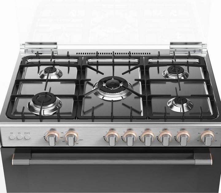 Toshiba 90x60cm Gas Cooking Range With Convection Fan Full Safety Mirror Silver