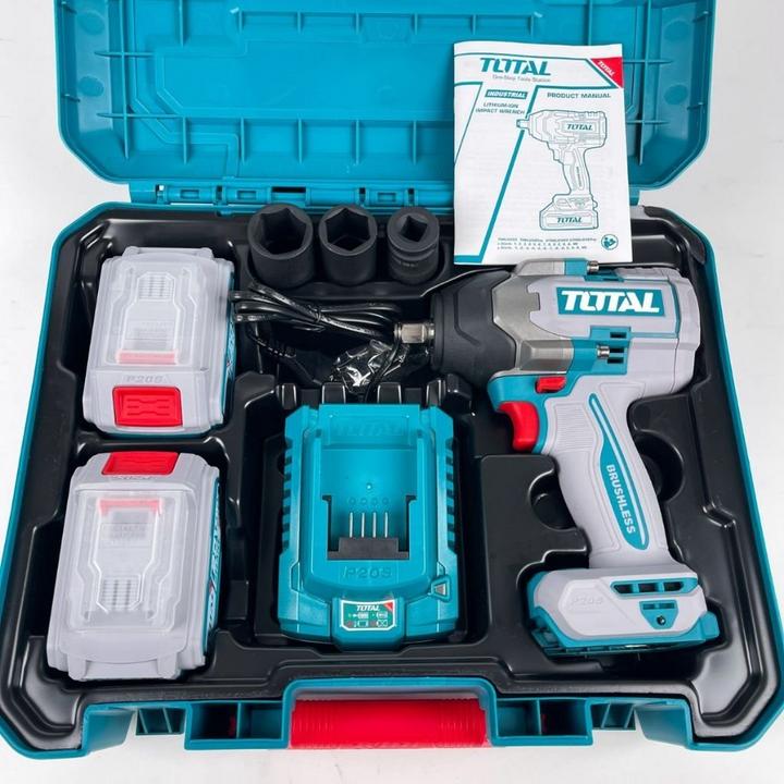 TOTAL, Lithium Ion Impact Wrench 20V, Square Drive, 2Pcs