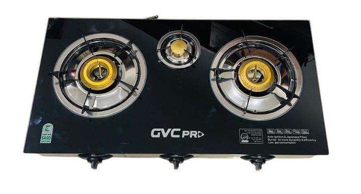 GVC PRO GAS BURNER COOKER, 3 BURNERS, GLASS TOP