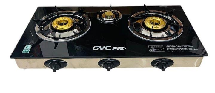GVC PRO GAS BURNER COOKER, 3 BURNERS, GLASS TOP