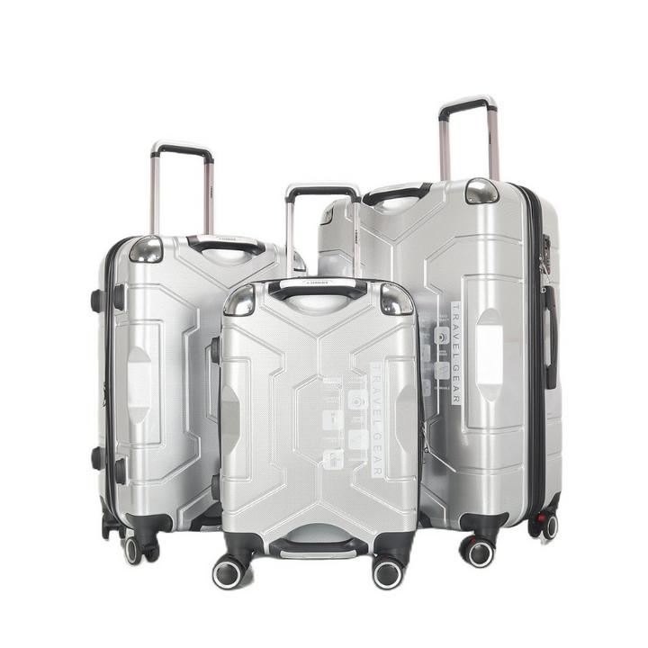 Stargold SG-TPC42 3Pcs 20/24/28-Inch TPC Hard Travel Trolley Luggage Sets 360Deg 8-Wheels Silver