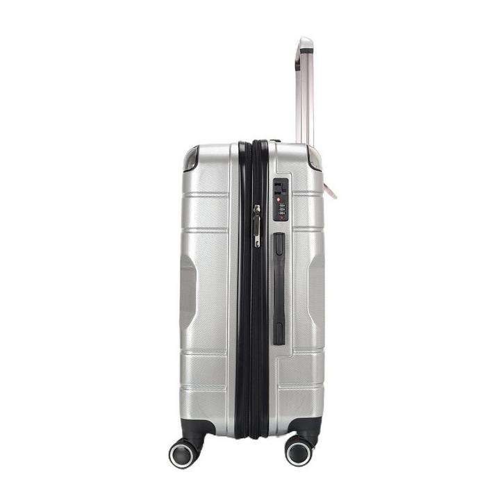 Stargold SG-TPC42 3Pcs 20/24/28-Inch TPC Hard Travel Trolley Luggage Sets 360Deg 8-Wheels Silver