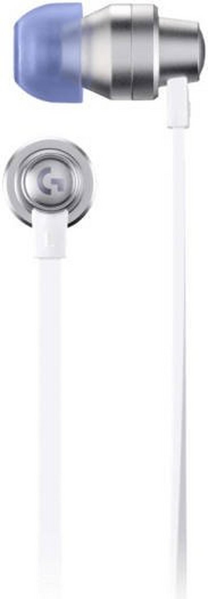 LOGITECH G333 Wired Gaming Earphones, 3.5mm, USB-C Adapter, White