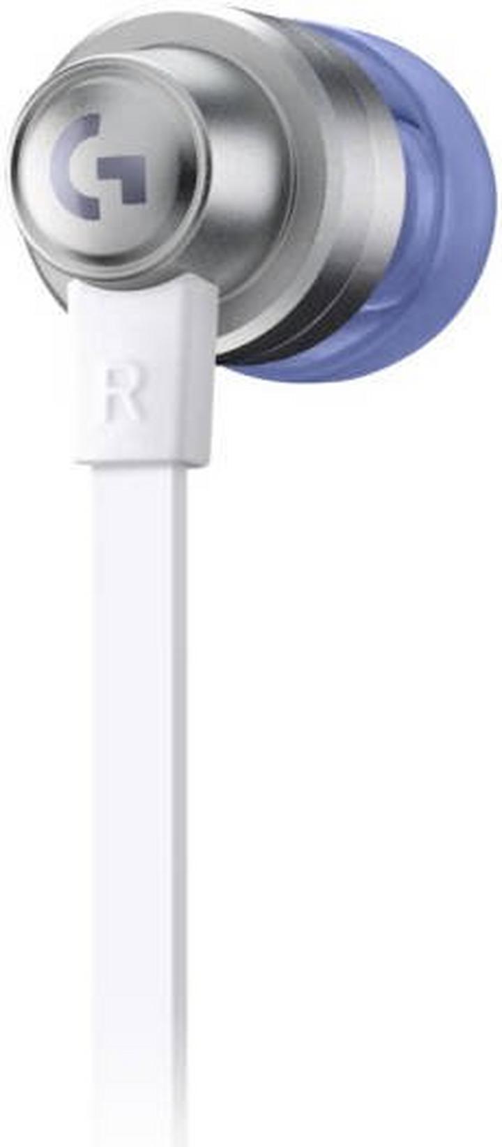 LOGITECH G333 Wired Gaming Earphones, 3.5mm, USB-C Adapter, White