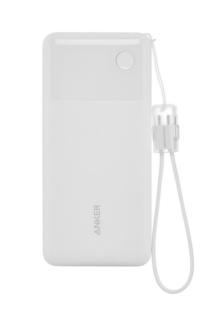 Anker Power Bank 20000mAh, 30W, attached USB-C Cable, White - eXtra