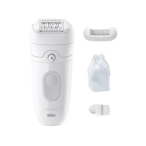 Braun Silk-Epil 5 Epilator, 40 Min Cordless use, with 2 Extras- Exfoloation Brush & Pouch, 3