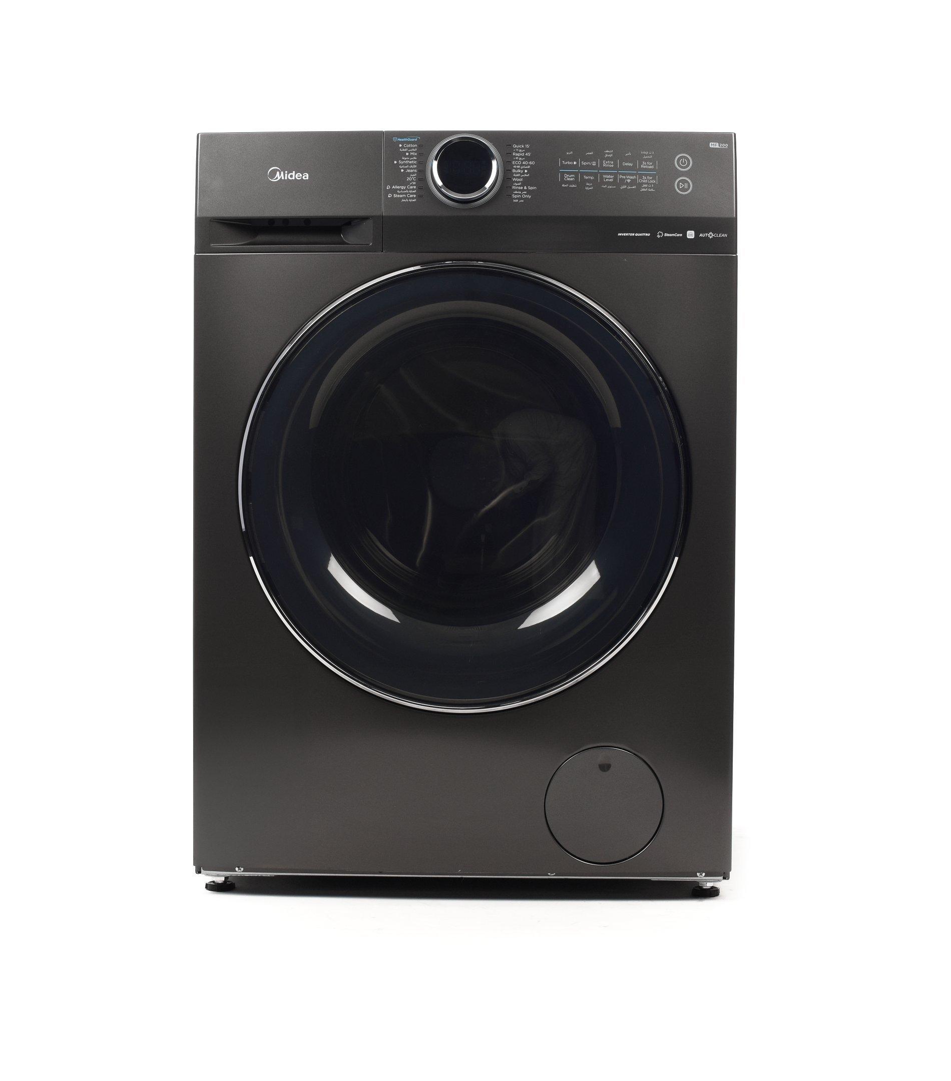 Midea Frontload Washing Machine, 12kg, Wi-Fi, Steam, Inverter, Titanium Color Black Door 3