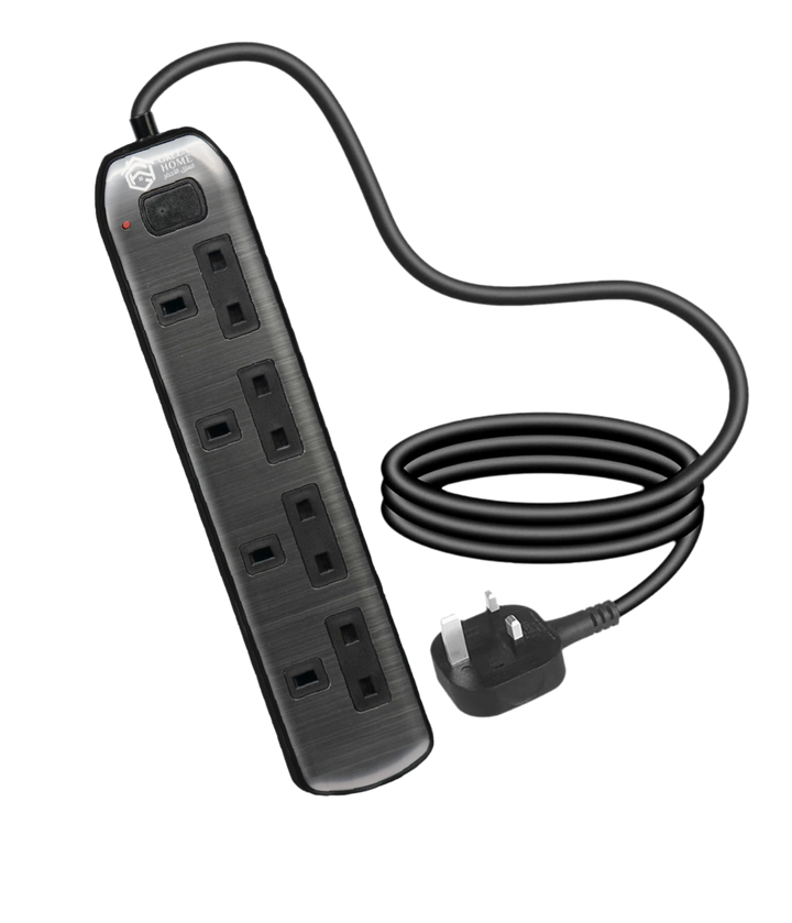 GREEN HOME, Power Extension Cord, 4 Sockets, 5M, Grey