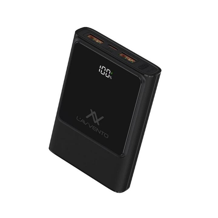 LAVVENTO Laptop Bag, 15 Inch + Power Bank 10000mAh, 20W, Type-C, USB-A, Black