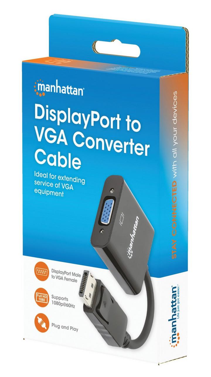 Manhattan 394772 Converter, Display Port to VGA, DP Male to HD15