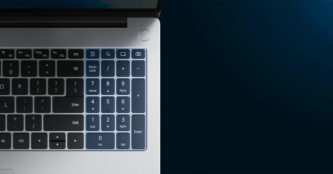 Top view of the laptop keyboard