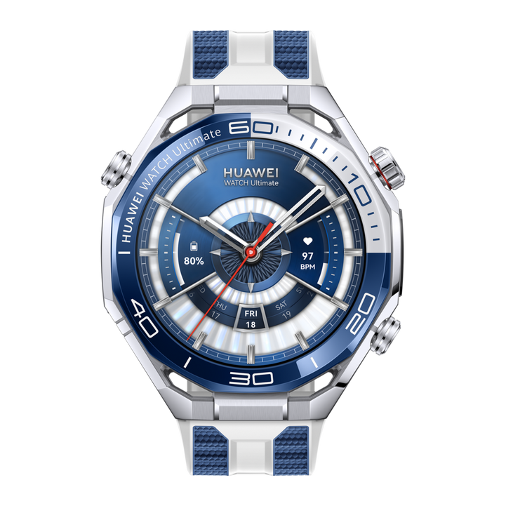 HUAWEI WATCH Ultimate Steel with White fluoroelastomer strap