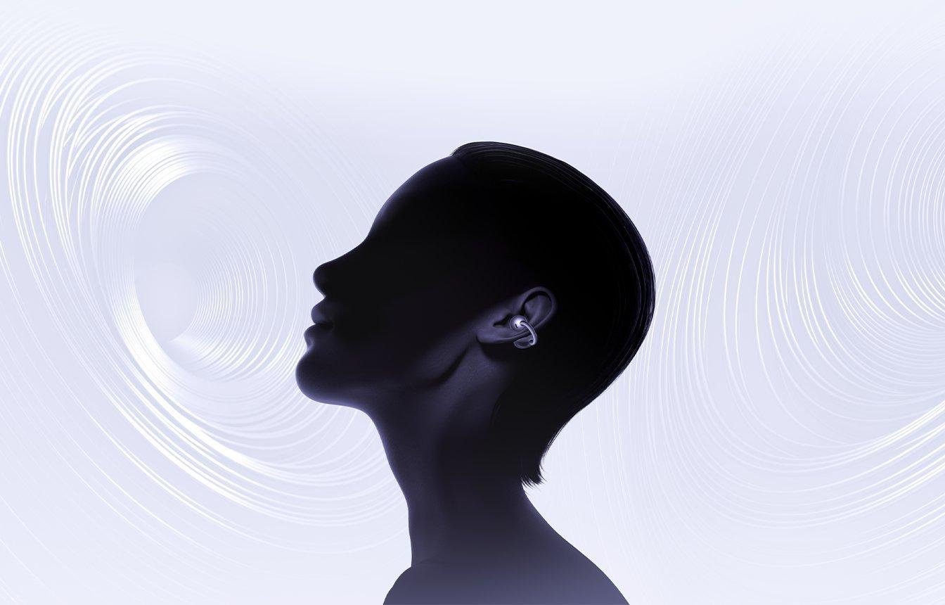 FreeClip 2 earbuds with water droplets indicating water resistance