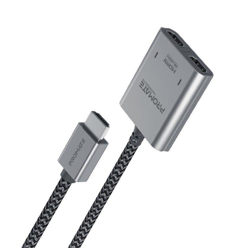 كابل مقسم HDMI من بروميت ، محول محول HDMI فائق الدقة 4K 60 هرتز مع منافذ HDMI مزدوجة ، تصميم مضغوط وسلك مضفر من النايلون مقاس 100 سم لأجهزة MacBook Pro و MacBook Air و PS5 و MediaSplit-H2 3