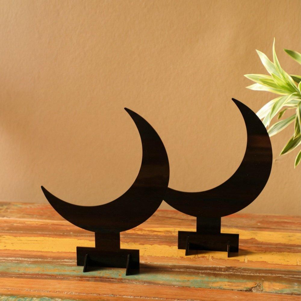 Set of 2 Acrylic Decor Stands in Ramadan Crescent Shape 4