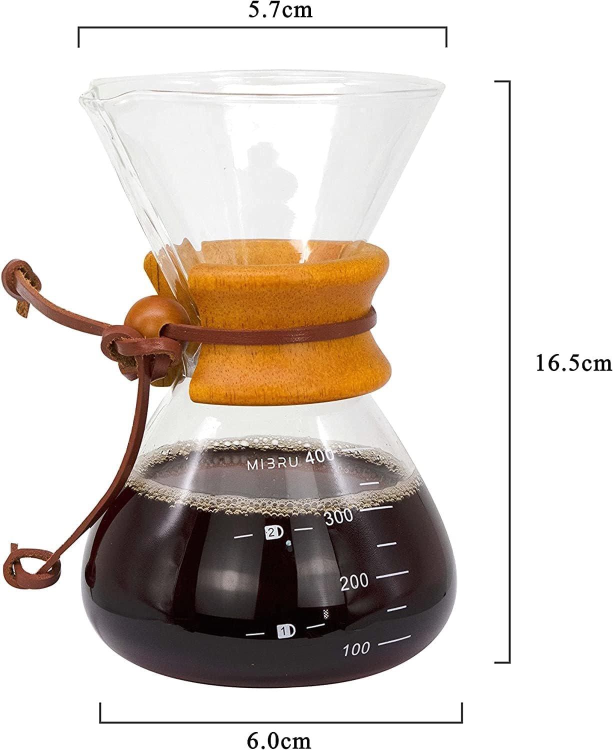 MIBRU Coffee drip pot wooden neck 400ml with ss filter 4