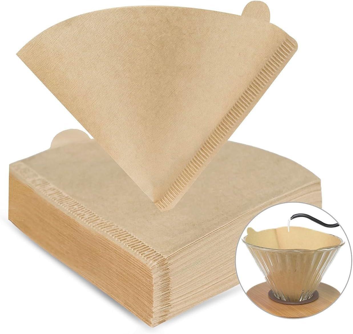 Mibru 100pieces coffee filter paper, disposable v60 cone brown paper, barista tools home coffee maker coffee filters for pour over coffee 2-4cups with box 3
