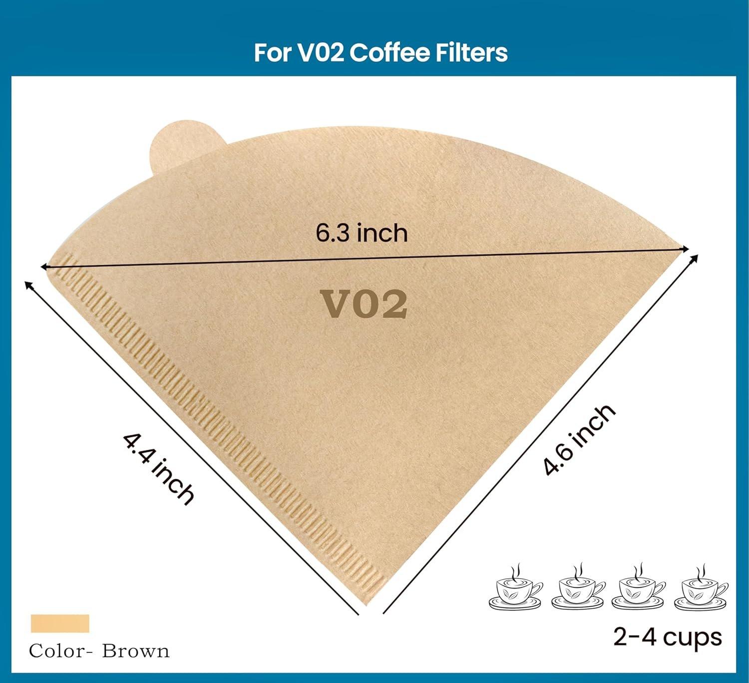 Mibru 100pieces coffee filter paper, disposable v60 cone brown paper, barista tools home coffee maker coffee filters for pour over coffee 2-4cups with box 4