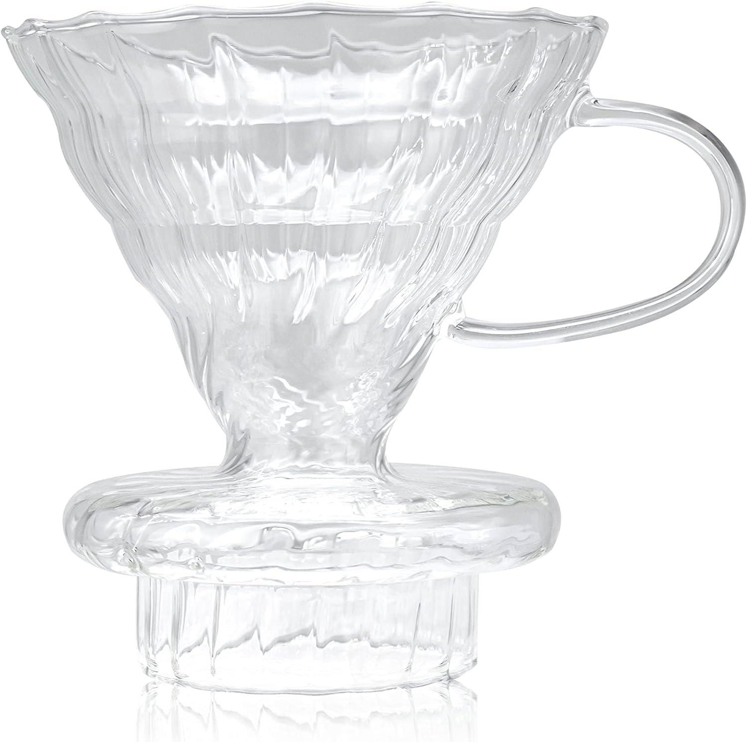 V60 glass coffee dripper | cone shaped pour over coffee maker | full extracts reusable coffee filter cone | fits all coffee cups & mugs | slow brewing | home size-02 3