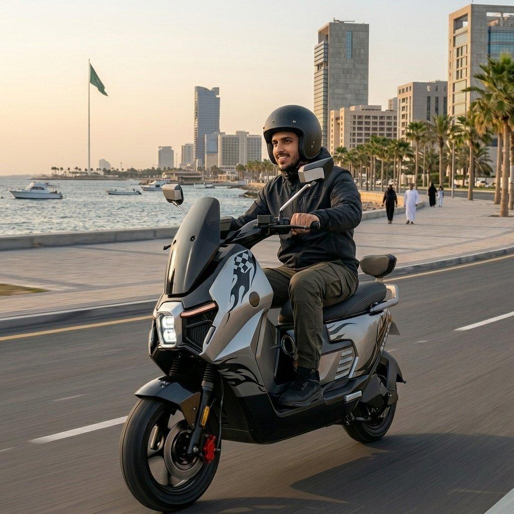 High-performance adult electric scooter with 5000w hyper-motor, smart remote control, interactive lights & digital dashboard 4