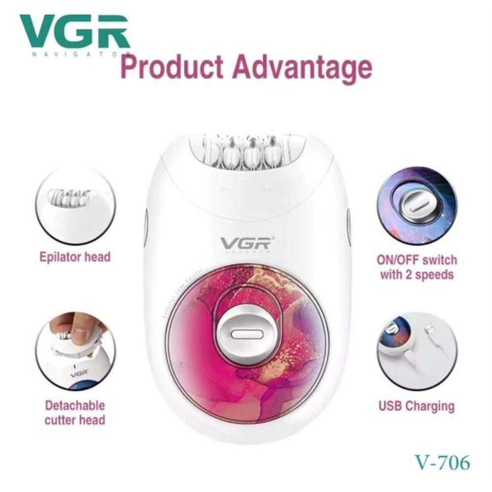 Vgr v-706 epilator is specifically designed for women to meet their basic requirements. This hair removal device removes hair directly from the skin rather than cutting it. It is an alternative metho 3