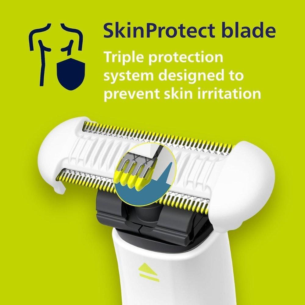 Philips oneblade intimate groomer (qp1924/30) - safe shaving & trimming for sensitive areas - skin guard for bikini & underarms - unisex design - advanced body care 4
