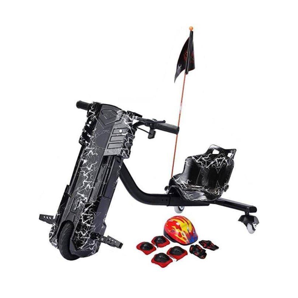 Drifting Electric Scooter 36V With Helmet Pad Set, Knee And Elbow Pads, Electric Power Scooter With 3 Speeds, Electric Drift Scooter Large Size With LED Lights and Bluetooth, Black 3