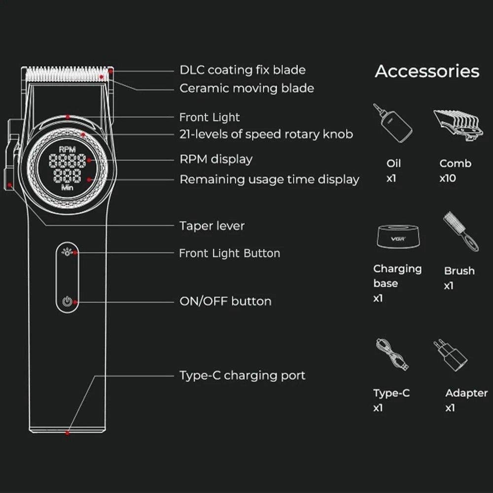 Vgr v-001 hair clipper for men has everything you need for a precise and effortless cut 4