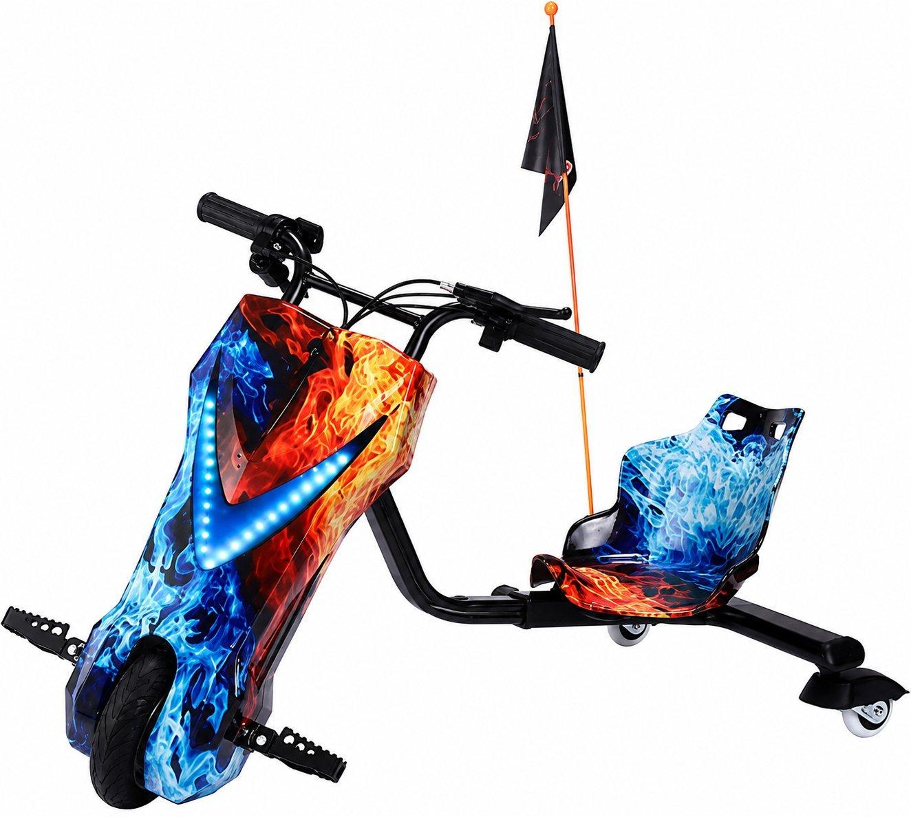 Electric Drifting Scooter for Kids with 36V Rechargeable Battery, 3 Adjustable Speeds, Bluetooth Music, LED Front Light, Digital Display, Hand Brake, Safe & Durable Drift Scooter for Kids Ages 3–8 3