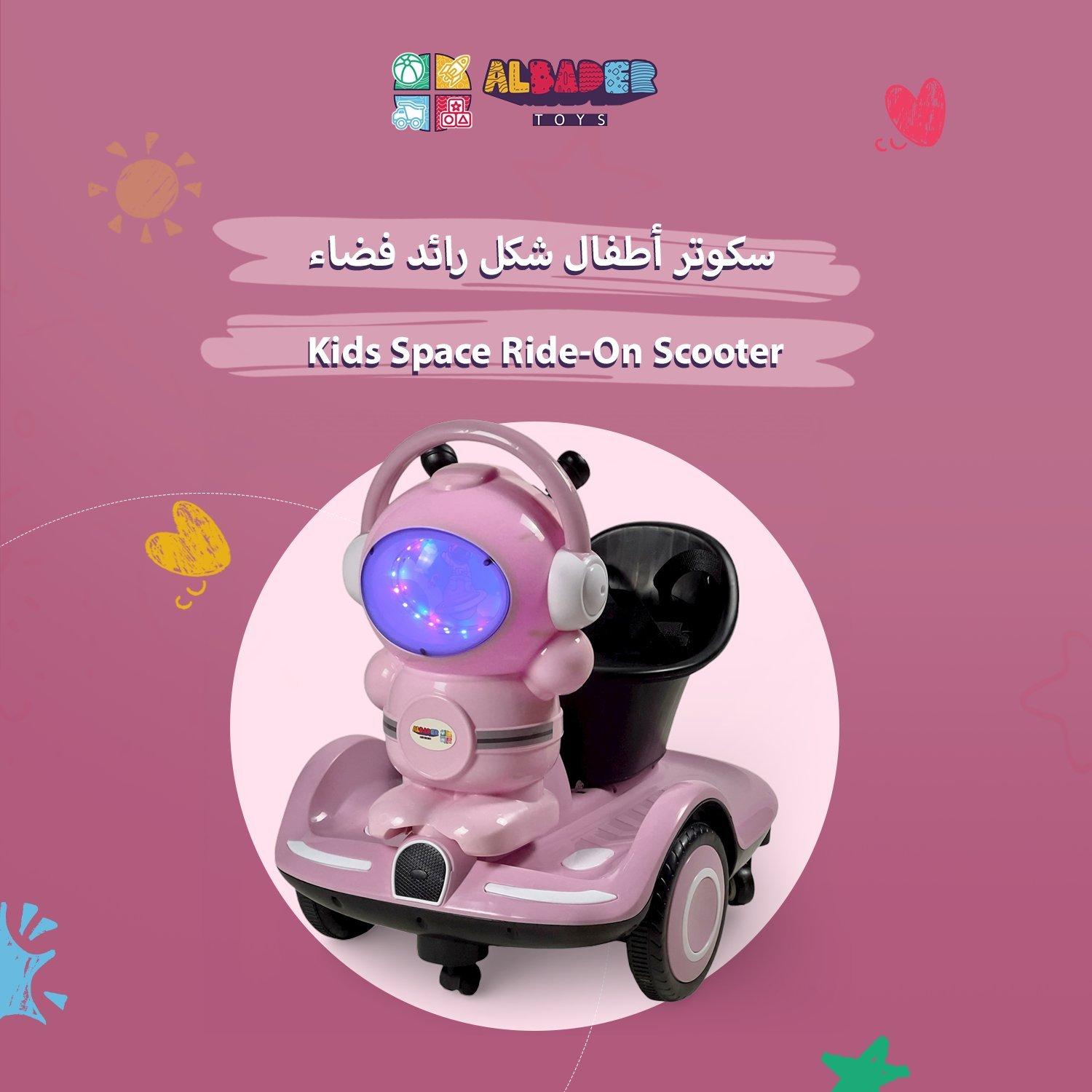 ASTRO Kids 6V Electric Ride-On Scooter, Space-Inspired Design with Hand & Remote Control, Music, LED Lights, Safety Belt, Forward & Reverse Drive, 6-Wheel Stable Ride-On Toy for Children 4