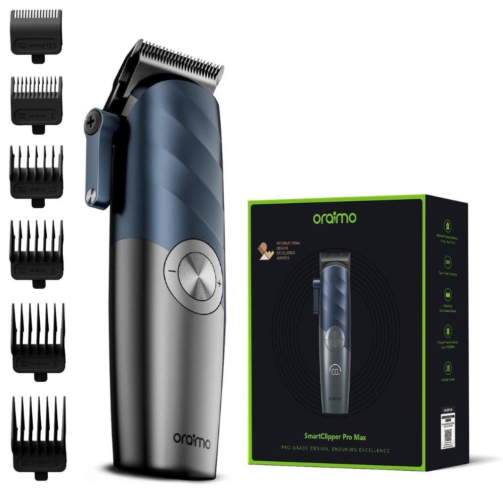 Oraimo smartclipper pro max 4500mah heavy-duty cordless hair clipper - dark blue professional smart men's hair trimmer with led digital display & type-c charging 4