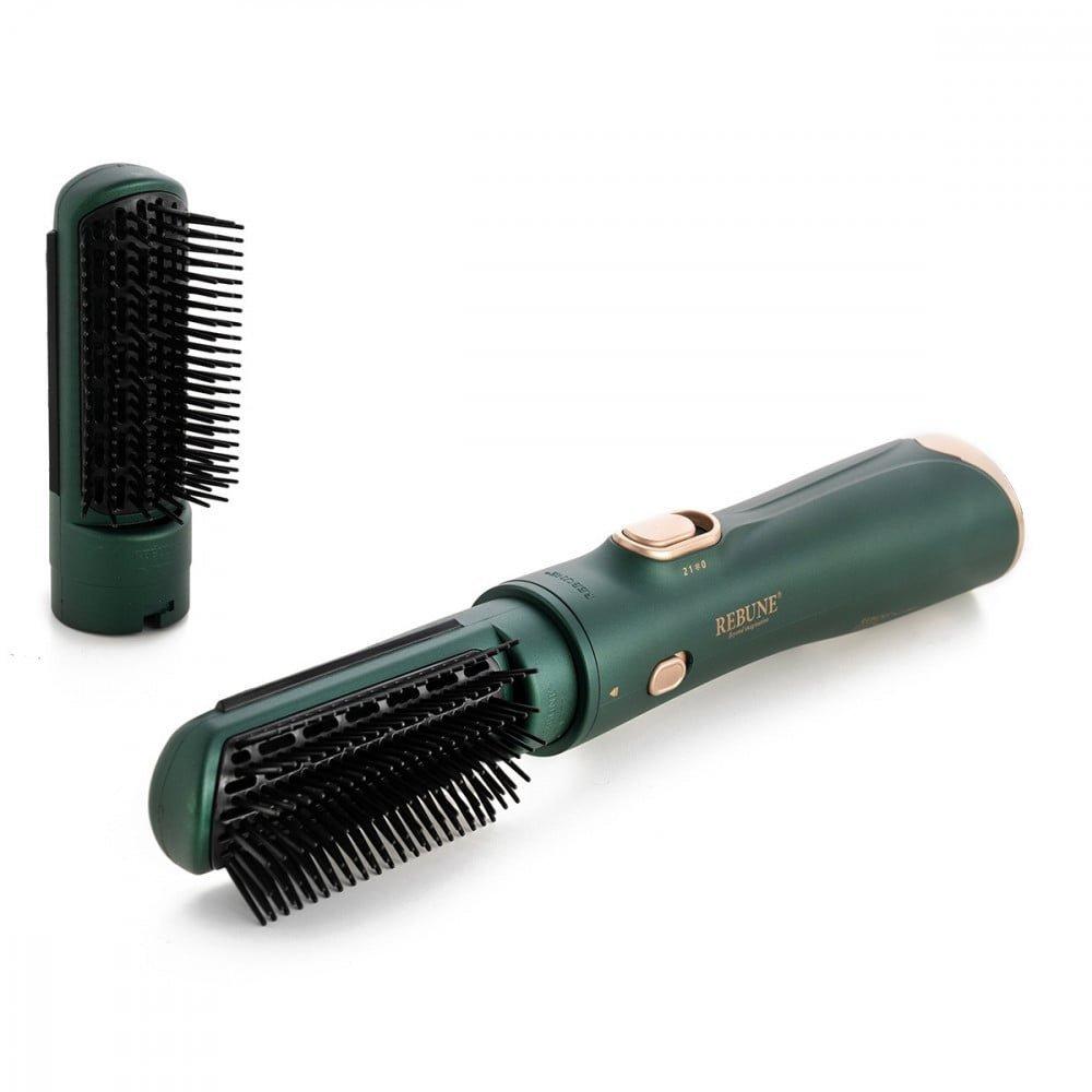 Rebune stylist consult 1200w professional hot air brush styler with 2 interchangeable attachments - easy one-button release hair dryer & silk smooth straightener, model re-2085-2 3