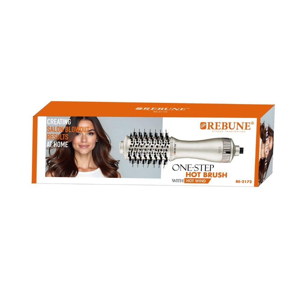 Rebune re-2172 mini professional ceramic thermal straightening brush - lightweight travel heated styling comb with anti-scald design & dual voltage 4