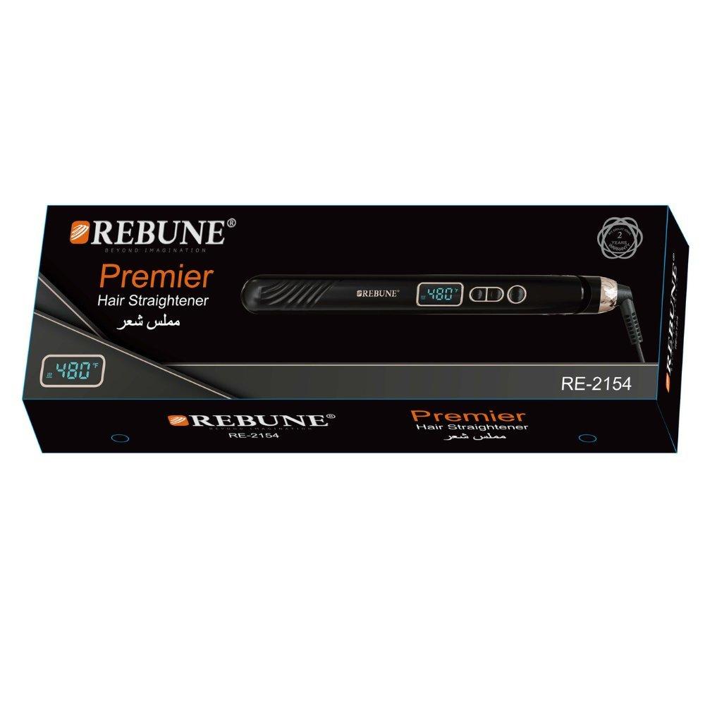 Rebune re-2154 premier series 28w ceramic hair straightener - high-performance tourmaline flat iron with anti-frizz ionic care & 360° swivel cord 4