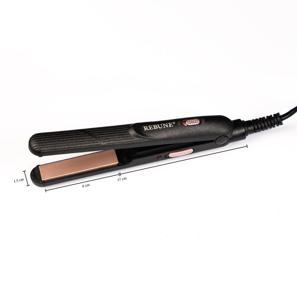 Rebune re-2077 portable mini tourmaline ceramic hair straightener - compact travel flat iron for touch-ups, bangs & on-the-go styling with dual voltage 4