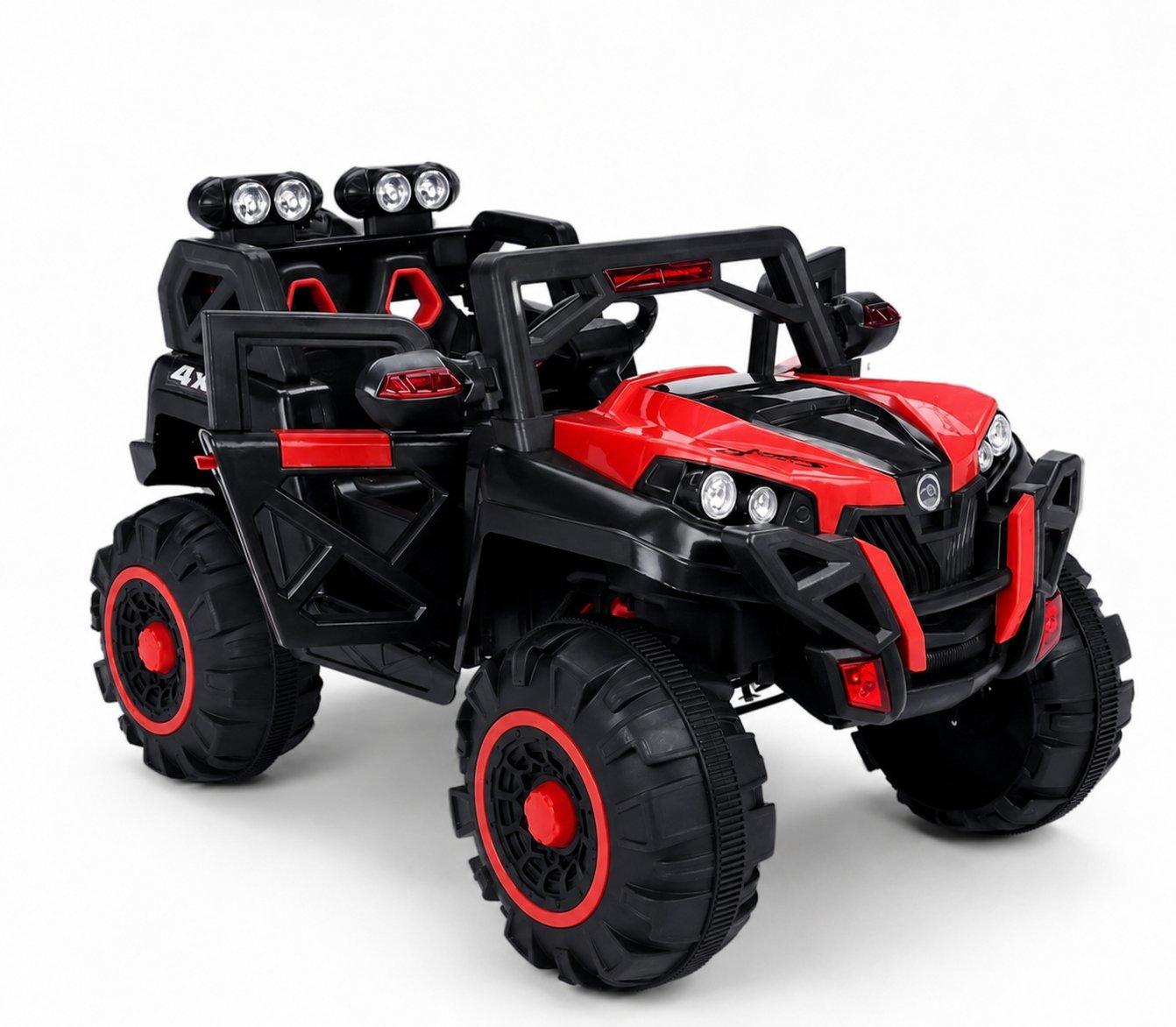 ALBADER Kids Can Sit on Children's Electric Jeep Car Large Remote Control Cars, 12V Battery Operated Vehicle, 4 Motors Ride on Toys Childrens car with Music & Light, For 2-9 Years (Red) 3