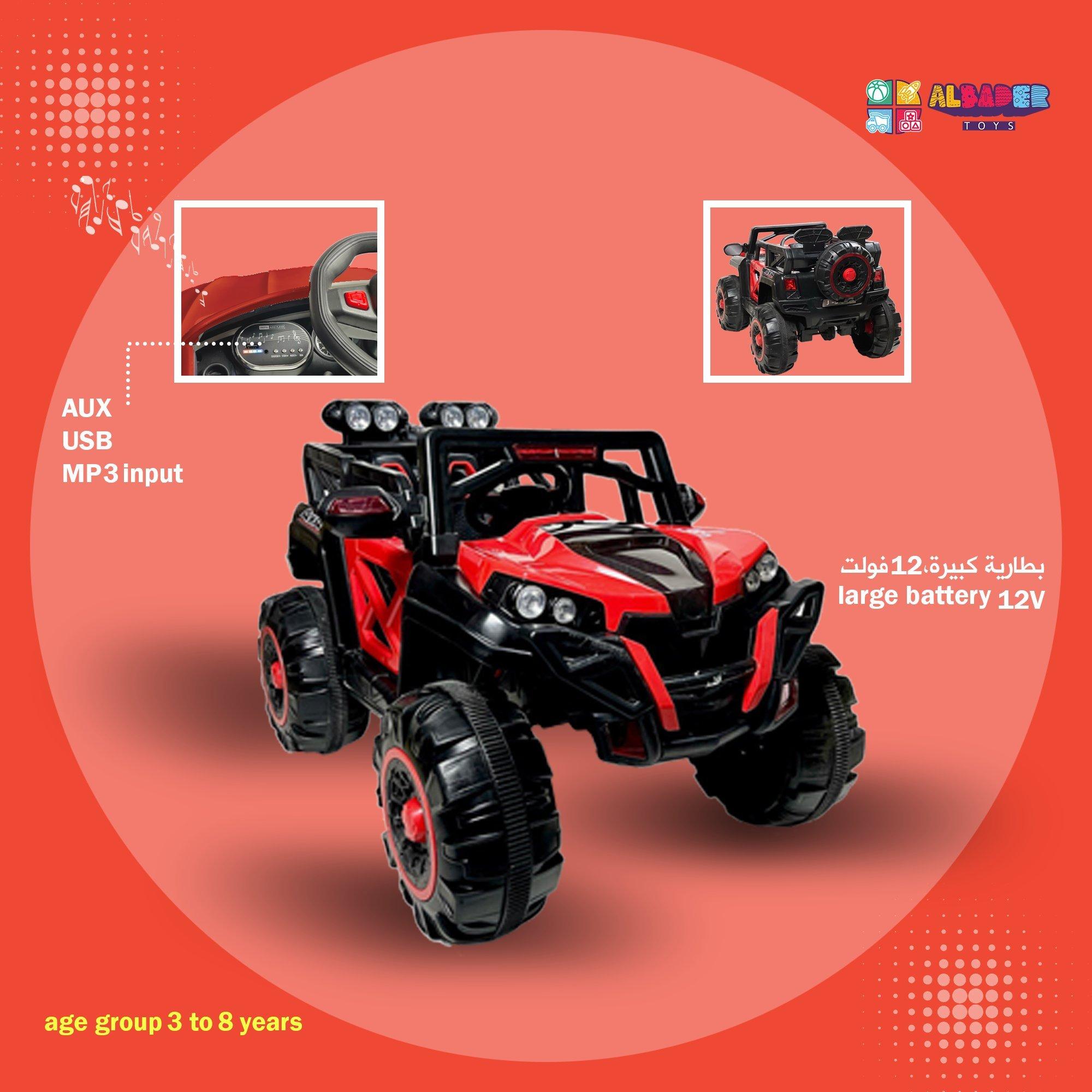 ALBADER Kids Can Sit on Children's Electric Jeep Car Large Remote Control Cars, 12V Battery Operated Vehicle, 4 Motors Ride on Toys Childrens car with Music & Light, For 2-9 Years (Red) 4