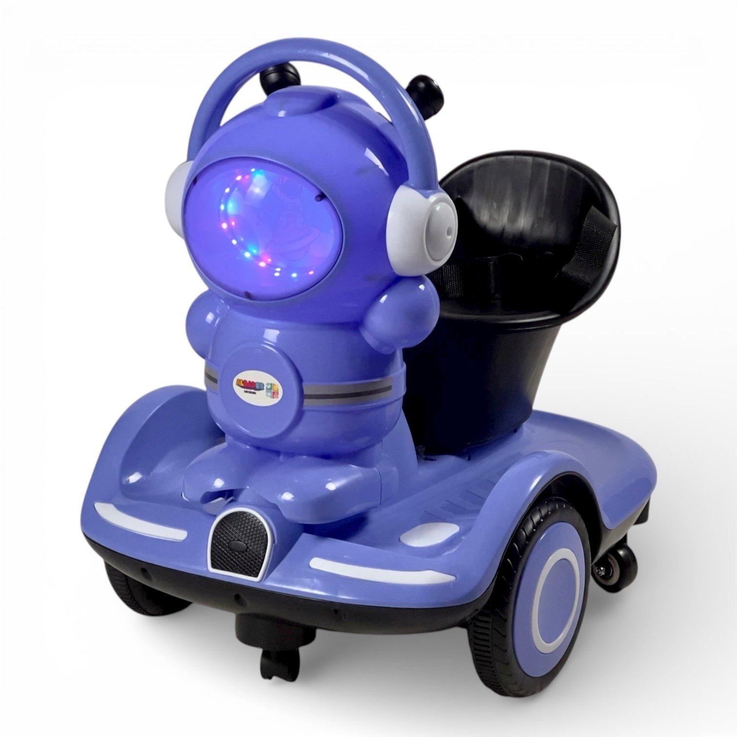 ASTRO Kids 6V Electric Ride-On Scooter, Space-Inspired Design with Hand & Remote Control, Music, LED Lights, Safety Belt, Forward & Reverse Drive, 6-Wheel Stable Ride-On Toy for Children 3