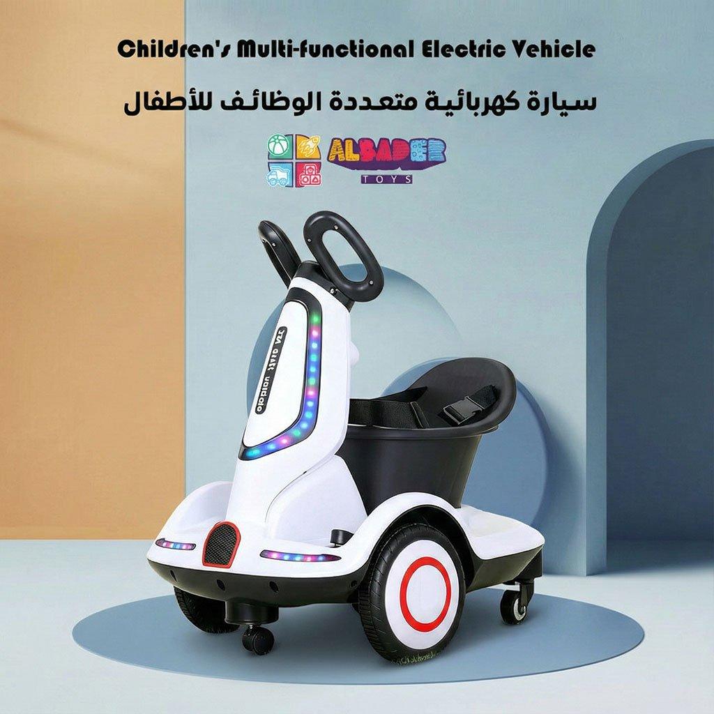 Kids scooter with 4 wheels, electric scooter for kids with comfortable seat & safety belt, scooter for children remote control, 360° degree rotating, ride toys with lights & music 4