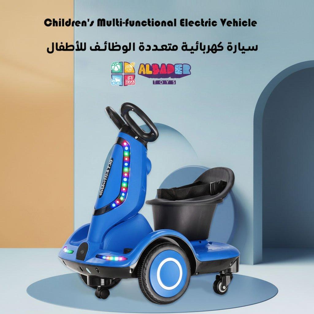 Kids scooter with 4 wheels, electric scooter for kids with comfortable seat & safety belt, scooter for children remote control, 360° degree rotating, ride toys with lights & music 4