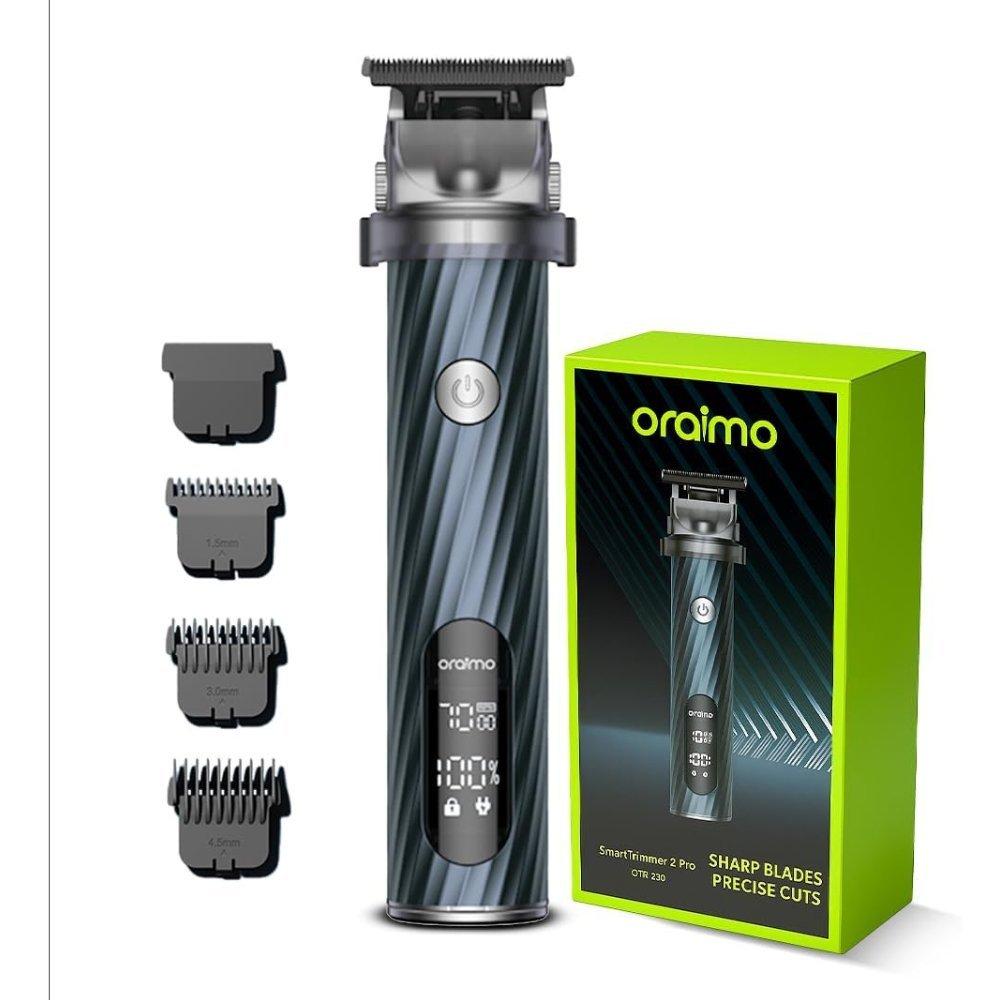 Oraimo smarttrimmer 2 pro dual-speed cordless men's beard trimmer - 0.5mm close precision shaver with 150-min runtime, led digital display & travel lock 4