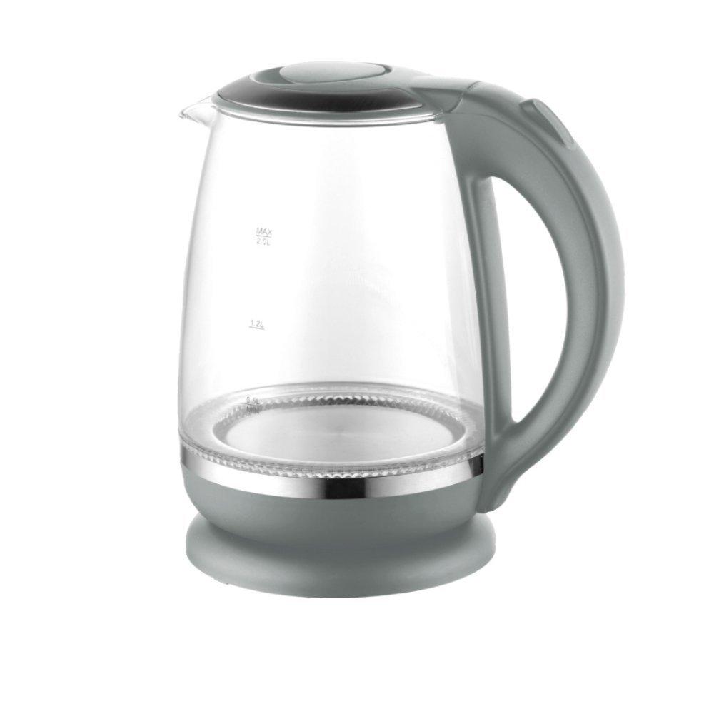 Rebune glass electric kettle re-1-077 2l 2200w – electric kettle with 360° cordless base, led illumination, stainless steel heating element and auto shut-off 3